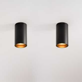 2x Canopus nero s by LUSENZ - Cilindervormige opbouwspot in met mat zwarte coating