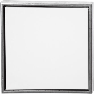2x Canvas schildersdoeken met lijst zilver 40 x 40 cm - Schildersdoeken Zilverkleurig