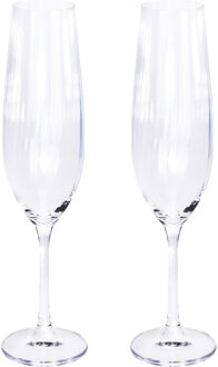 2x Champagne glazen/flutes 26 cl/260 ml van kristalglas - Champagneglazen Transparant