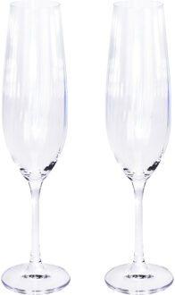 2x Champagneglazen/flutes 26 cl/260 ml van kristalglas