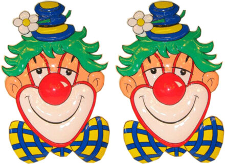 2x Clown decoratie 70 cm - feestversiering/feestdecoratie