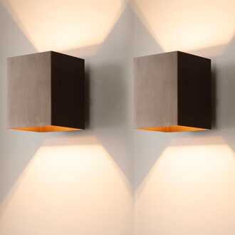 2x Cometa bronzo s by LUSENZ - Up and downlight - Rechthoekige wandlamp met geborsteld bronzen coating Geborsteld brons