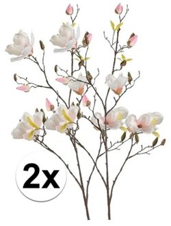 2x Creme Magnolia kunstbloem 105 cm - Kunstbloemen Crème