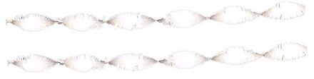 2x Crepe papier slingers 6 meter wit - feestslingers