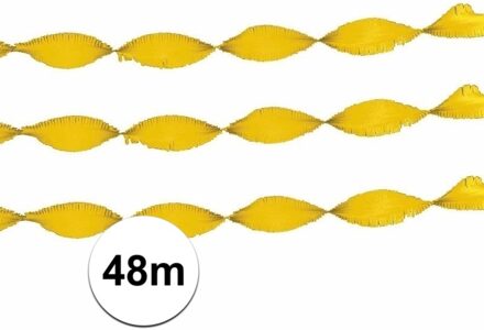 2x Crepe papieren slingers geel 24 m