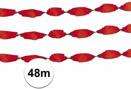 2x Crepe papieren slingers rood 24 m