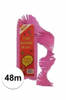 2x Crepe papieren slingers roze 24 m