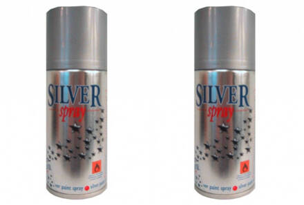 2x Deco spray zilver 150 ml - Feestdecoratievoorwerp