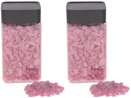 2x Decoratie/hobby stenen roze 600 gram - Home deco woonaccessoires - Knutsel materialen