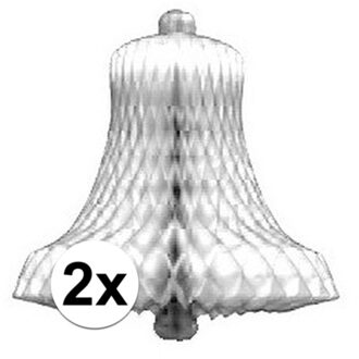 2x Decoratie kerst versienrig kerstklokken wit 50 cm