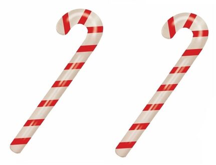 2x Decoratie opblaas snoepstok rood/wit - Opblaasfiguren Multikleur