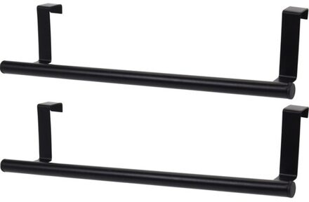 2x Deurhanger kapstokstangen zwart 37 cm