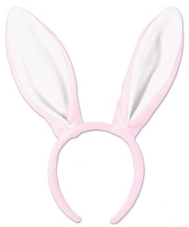2x Diadeem met roze konijnen / hazen oren - Feest diadeem konijn / paashaas
