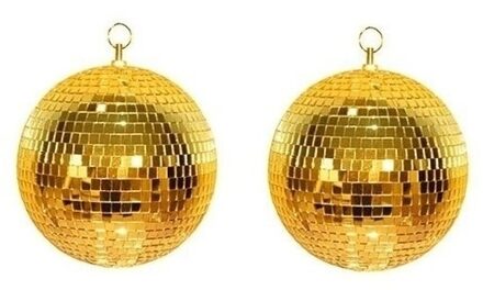 2x Disco spiegel ballen goud 30 cm
