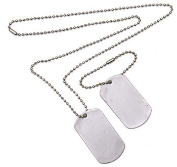 2x Dogtags aan ketting soldaten verkleed accessoire Zilver