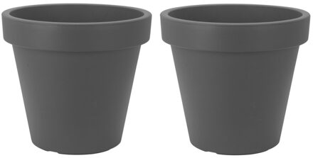 2x Donker grijze plantenpotten 20 cm - Plantenpotten Grijs