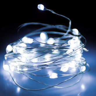 2x draadverlichting - zilver- 132 led lampjes - helder wit - batterij - 200 cm