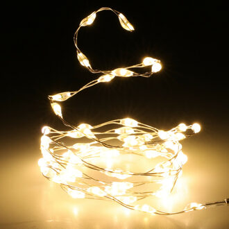 2x draadverlichting - zilver- 66 led lampjes - warm wit - batterij - 100 cm