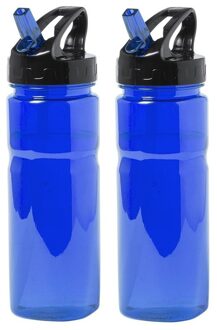 2x Drinkfles/waterfles blauw met schroefdop 650 ml - Drinkflessen