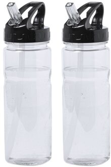 2x Drinkfles/waterfles transparant met schroefdop 650 ml - Drinkflessen