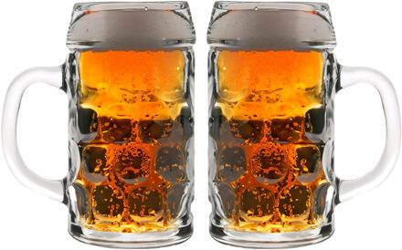 2x Duitse bierpullen 1 liter Transparant