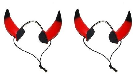 2x Duivel hoorns Large Rood