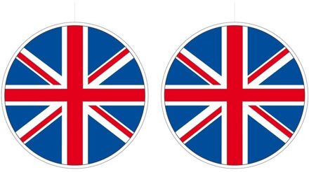 2x Engeland/Groot Brittannie hangdecoraties 28 cm - Hangdecoratie Multikleur