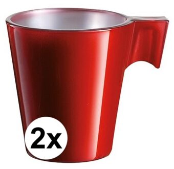 2x Espresso kopje rood - Rood koffiekopje 80 ml