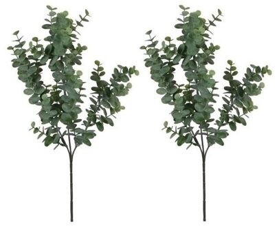 2x Eucalyptus kunstbloemen takken 65 cm decoratie - Kunstplanten Groen