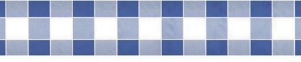 2x Feestartikelen papieren tafelkleed blauw/witte ruiten 1000 x 118 cm