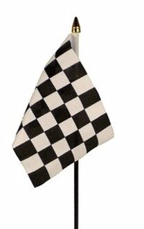 2x Finish mini vlaggetje op stok 10 x 15 cm - Race thema feestartikelen - Race vlaggen