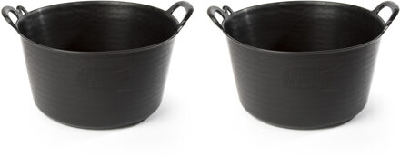 2x Flexibele emmers/wasmanden zwart 26 liter