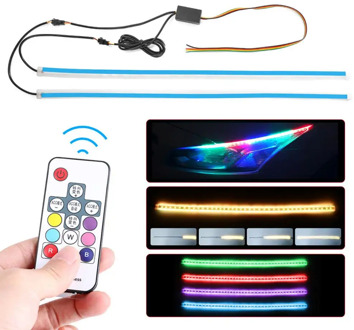 2X Flexible Multi Color Car LED DRL RGB Daytime Running Light LED Waterproof Strip Flowing Turn Signal Light For Headlight