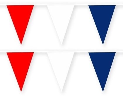 2x Frankrijk stoffen vlaggenlijnen/slingers 10 meter van katoen