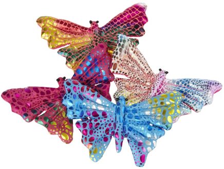 2x Gekleurde vlinder knuffeltjes 12 cm Multi