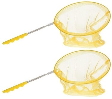 2x Gele uitschuifbaar visnetten/vlindernetten 36 cm