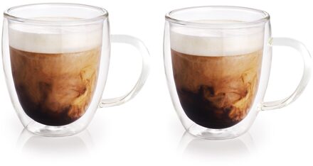 2x Glazen dubbelwandig voor koffie en thee 240 ml - Koffie- en theeglazen Transparant