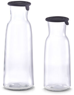 2x Glazen karaffen met dop 0,7 liter en 1 liter - Karaffen Transparant