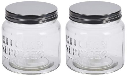 2x Glazen voorraadpotten/voorraadbussen 10 cm