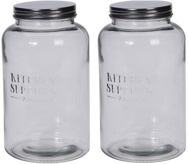 2x Glazen voorraadpotten/voorraadbussen 22 cm