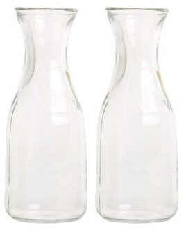 2x Glazen water/sap/wijn karaffen van 0,5 liter - Karaf glas voor op tafel/keuken artikelen