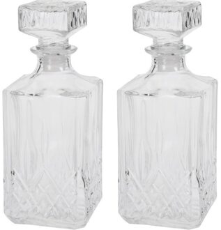 2x Glazen whiskey karaf 750 ml - Whiskeykaraffen Transparant