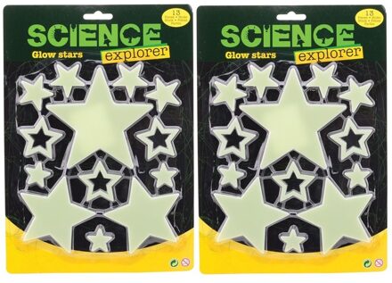 2x Glow in the dark sterren geel 13 stuks