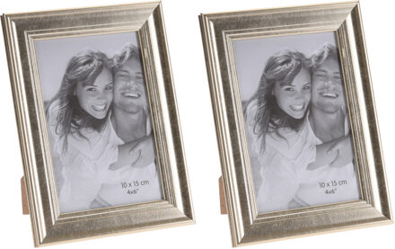 2x Gouden glanzende fotolijsten/fotoframes 14 x 19 cm - Woondecoraties/ - Woonaccessoires - Fotolijsten/fotoframes - Fotolijstjes voor 10 x 15 cm foto