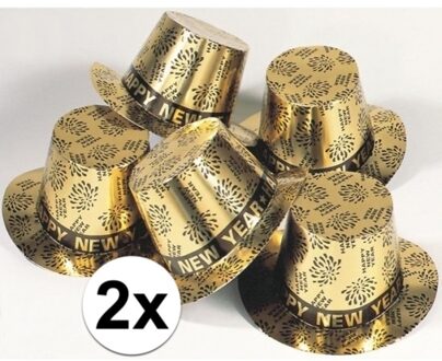 2x Gouden hoed Happy New Year