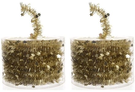 2x Gouden kerstboomslinger 700 cm - Kerstslingers Goudkleurig