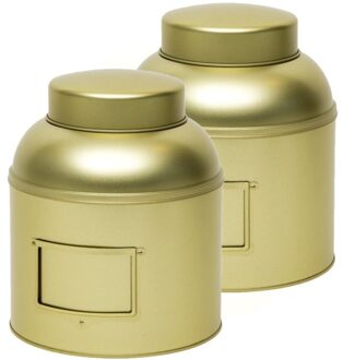 2x Gouden ronde opbergblikken/bewaarblikken met etikethouder 24 cm - Action products