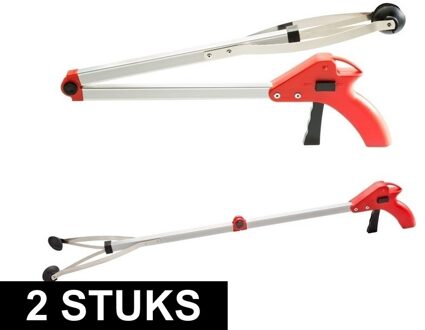 2x grijptang - opklapbaar - pick-up tang - 77 cm - tillen tot 2 kg