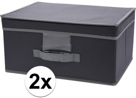 2x Grijze opbergdozen/opbergboxen 39 cm - Opbergen - opbergmanden voor kledingkast