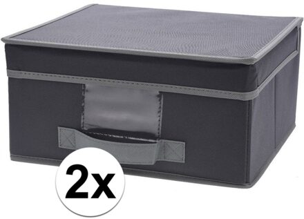 2x Grijze opbergdozen/opbergboxen met vaste deksel 44 cm - Action products